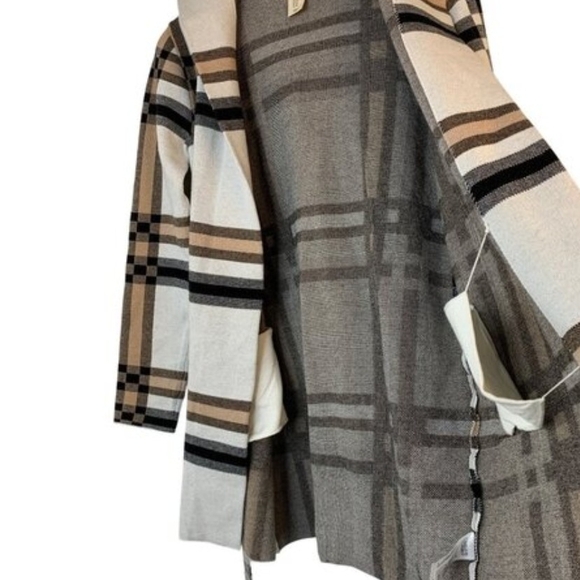 Plaid Hooded Cardigan Coat - Picture 6 of 8